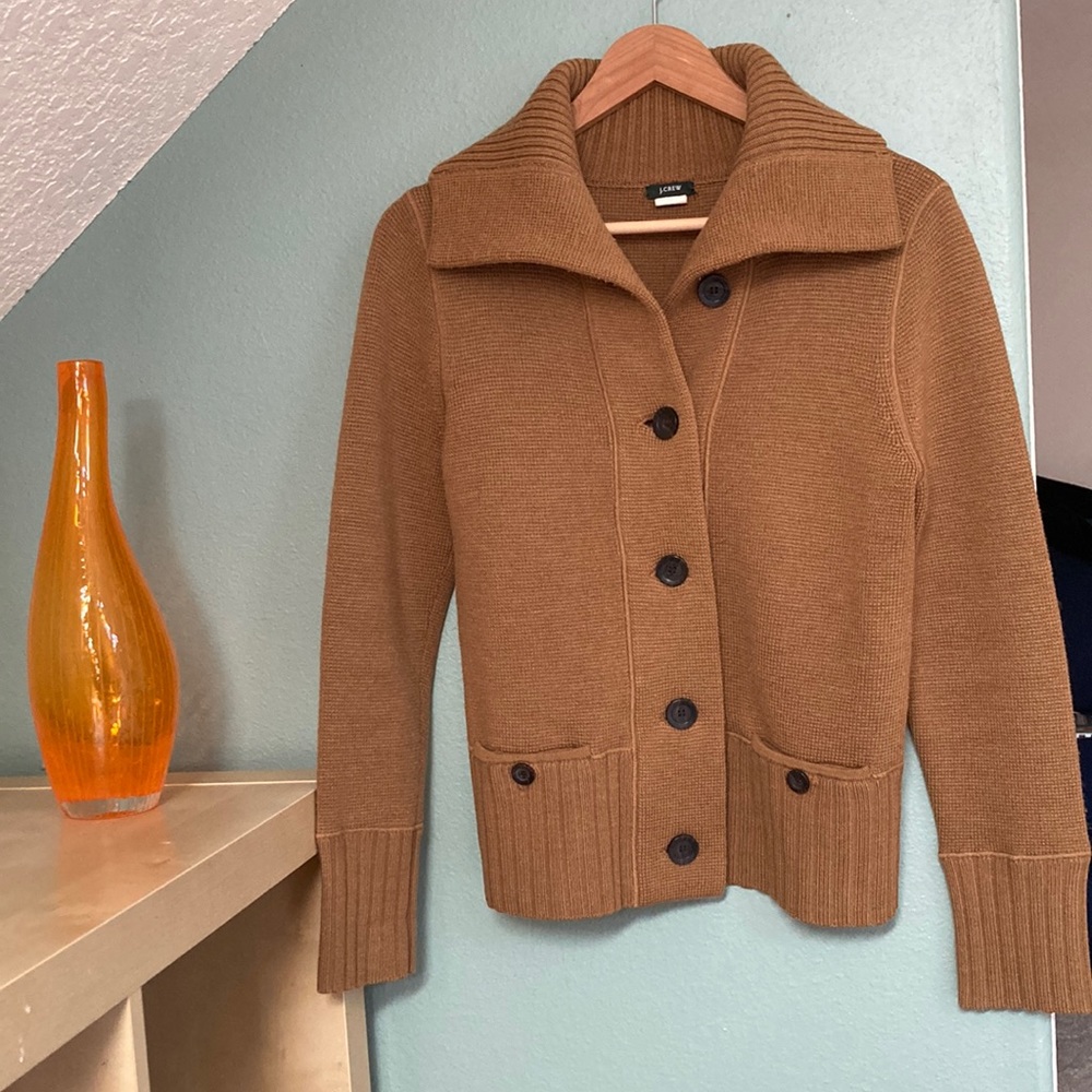 J.Crew 100% Merino sweater jacket. Very thick and toasty warm. Rare find.